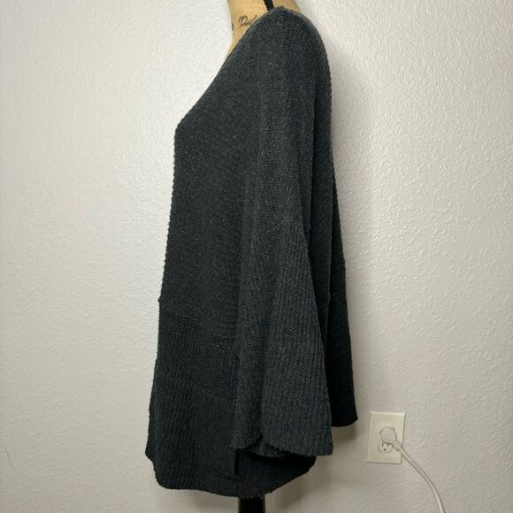 J Pure Jill Knit Dolman 3/4 Sleeve Pullover Sweater Size M Grey Wool Boat Neck - Picture 9 of 10